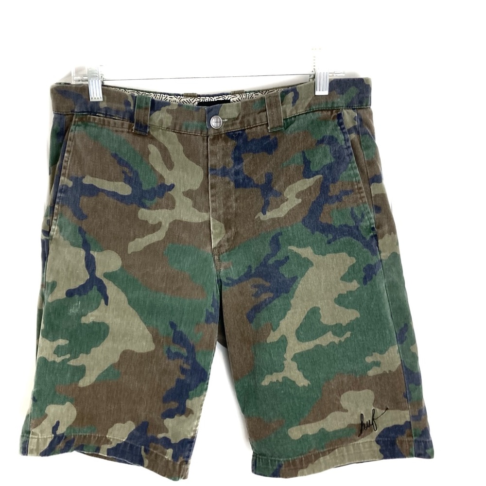[HUF] Camoflage Military Print Cargo Shorts Camo Cotton size 32